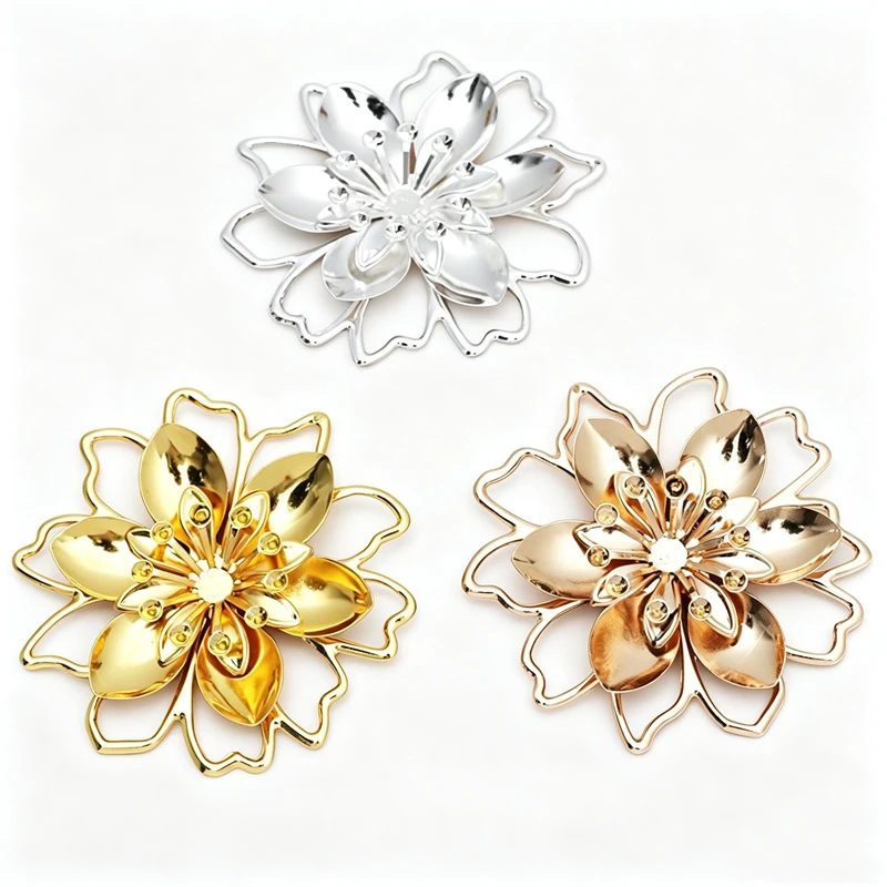 BoYuTe (20 Pieces/Lot) Metal Iron Combined Flower Caps Multi-Layer Flower Stamen Caps DIY Hair Ornament Jewelry Making Findings