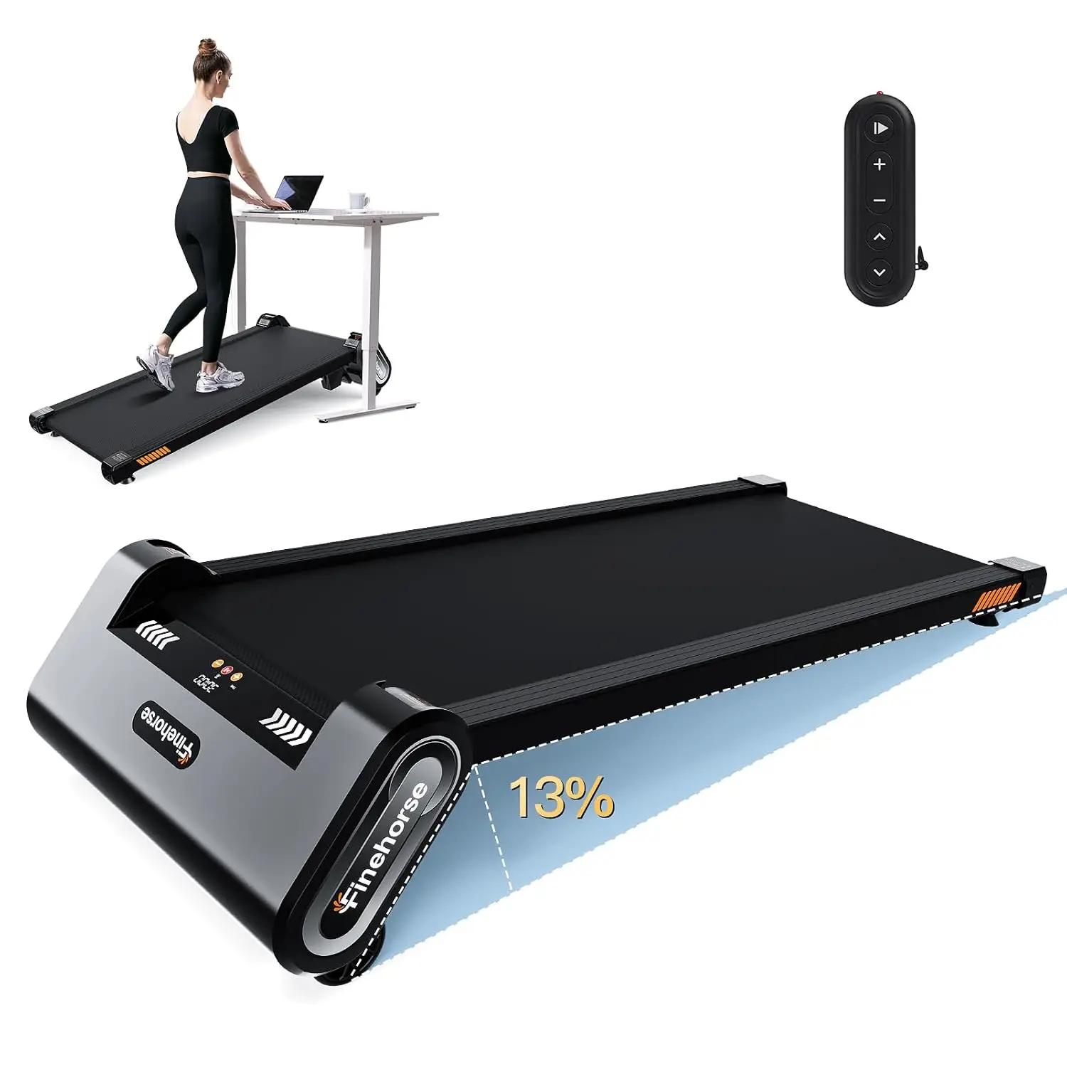 Walking Pad Treadmill 13% Auto Incline, Under Desk Machine for Home Office, 330LBS 2.5HP LED Display Remote Quiet, Customized