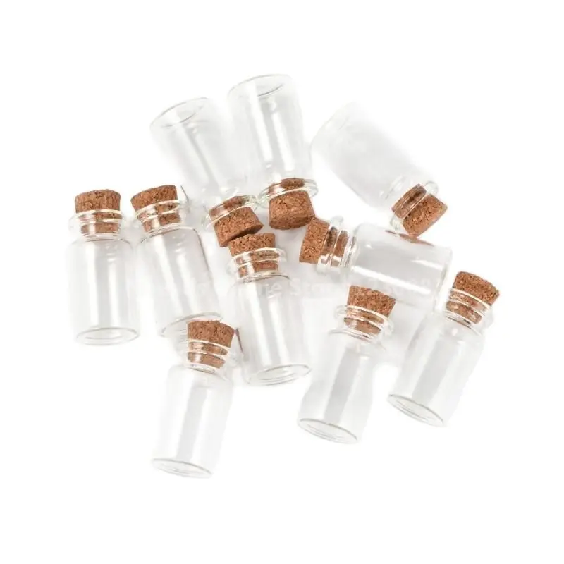 20pcs Tiny Glass Jar Bead Containers Empty Clear Wishing Bottles Vials with Tampions for Seed Beads Storage 16x28mm