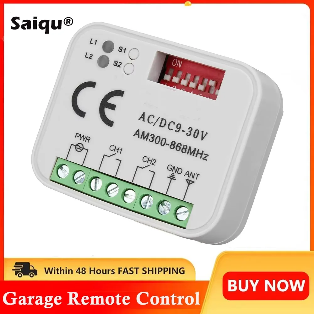 

Universal Multifrequency Garage Remote Receiver 280-868MHZ Gate Receiver With Brands of Rolling code