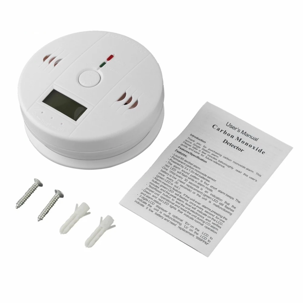 Rilevatore sensore CO2 domestico sensibile Rilevatore di allarme di avvertimento sensore di gas di fumo avvelenamento da monossido di carbonio CO wireless Indicatore LCD