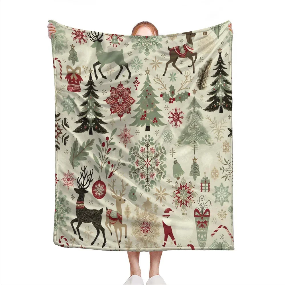 Charming Green Deer Design Soft Microfiber Throw Blanket – Cozy for Bed, Sofa, Camping, Picnic & Winter Warmth Decor - view 3