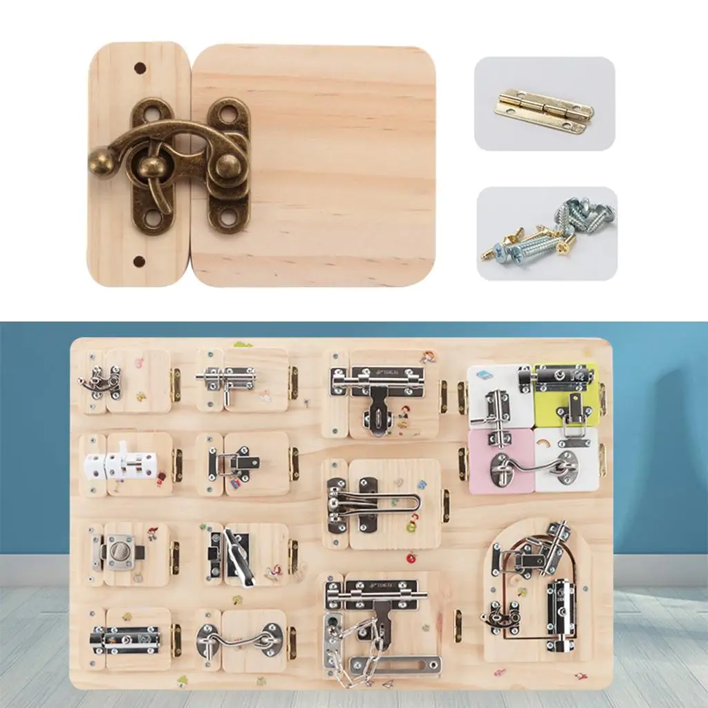 Montessori Busy Board DIY Lock Latch Puzzle Preschool Teaching Aids Eduacational Toys Door Board Toys for 1 2 3 4 Year Old Kids