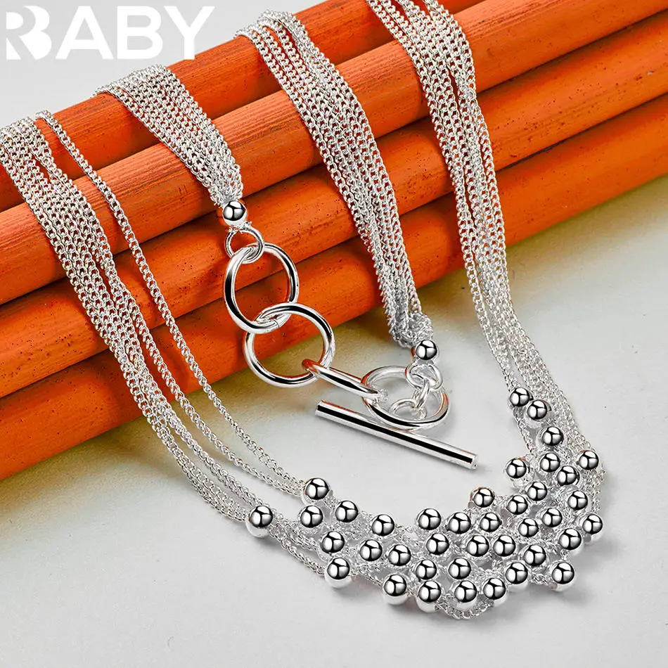 URBABY 45 ซม. 925 สร้อยคอเงินแท้สำหรับผู้หญิงผู้ชายเสน่ห์เทรนด์ของขวัญวันเกิดแฟชั่นปาร์ตี้