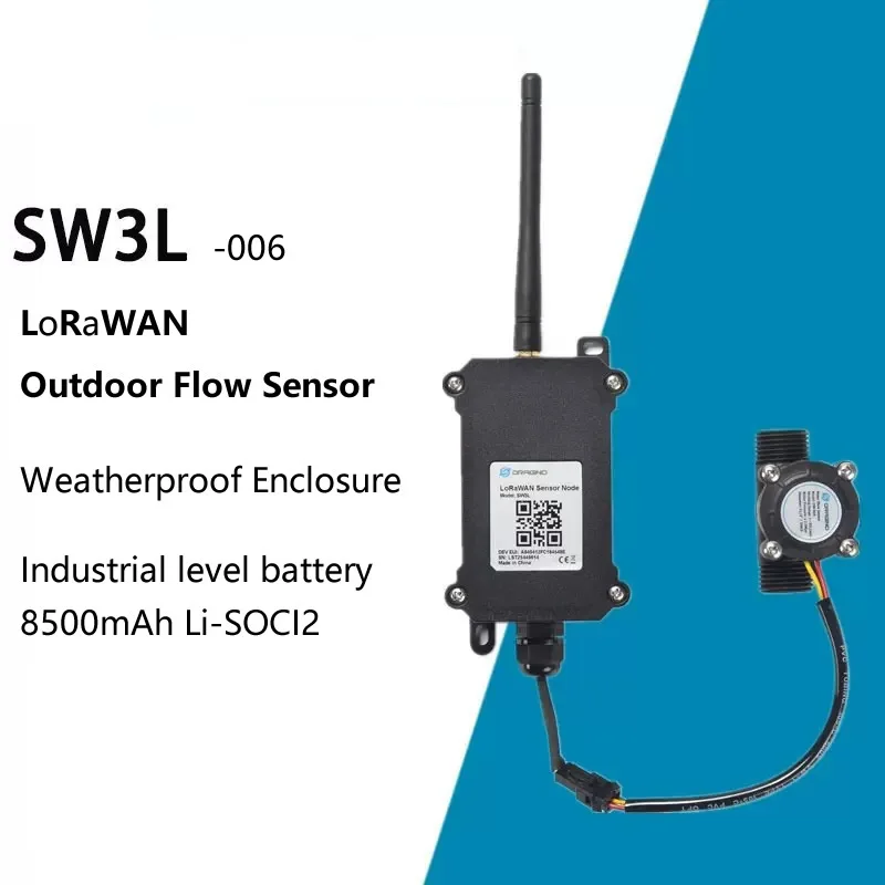 

SW3L-006 LoRaWAN Outdoor Flow Sensor Water Flow Status and Send Alarm Weatherproof Enclosure Industrial Level Battery