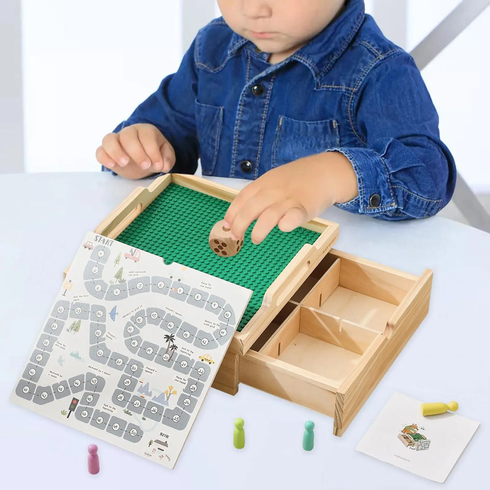 

Small Block Box Building Toys Wooden Chess Game for Family Interaction Gift
