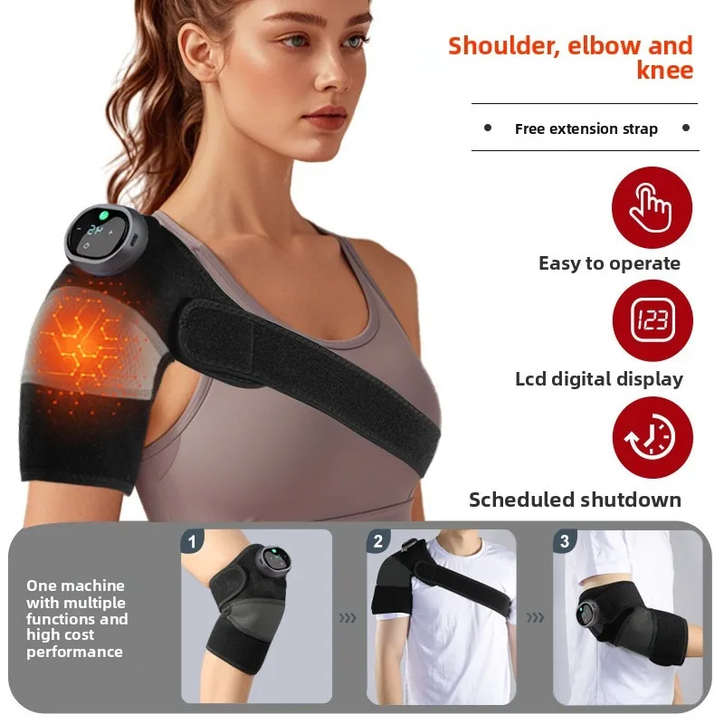 Graphene Heated Knee Massager Wrap, Rechargeable Electric Heating Pad for Knee Shoulder Elbow Vibration, Home Care