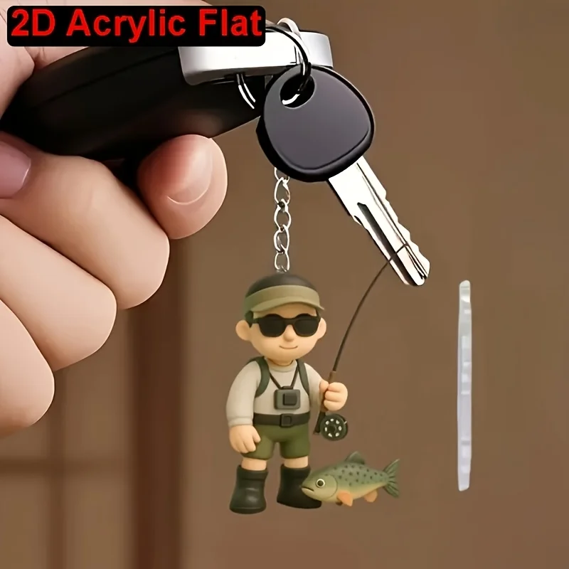 3/6-Piece Set of Fishing Enthusiast Keychains, Cute Fisherman Rod Design Key Chains, Backpack Charms, Wallet Decorations, Perfect Birthday Gifts, Christmas Gifts, and Father's Day Gifts