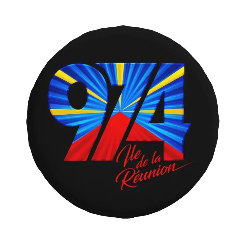 Custom 974 Reunion Island Logo Tire Cover Trailer Reunionese Proud Spare Wheel Protector for Mitsubishi 14