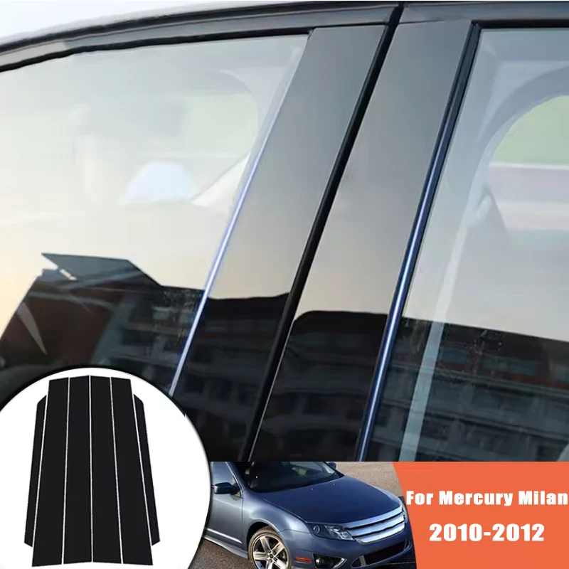 Glossy Black Carbon Fiber Window Door Deal B C Pillar Post Cover Sticker For Mercury Milan Ford Fusion 2010-2012 2011 6pcs