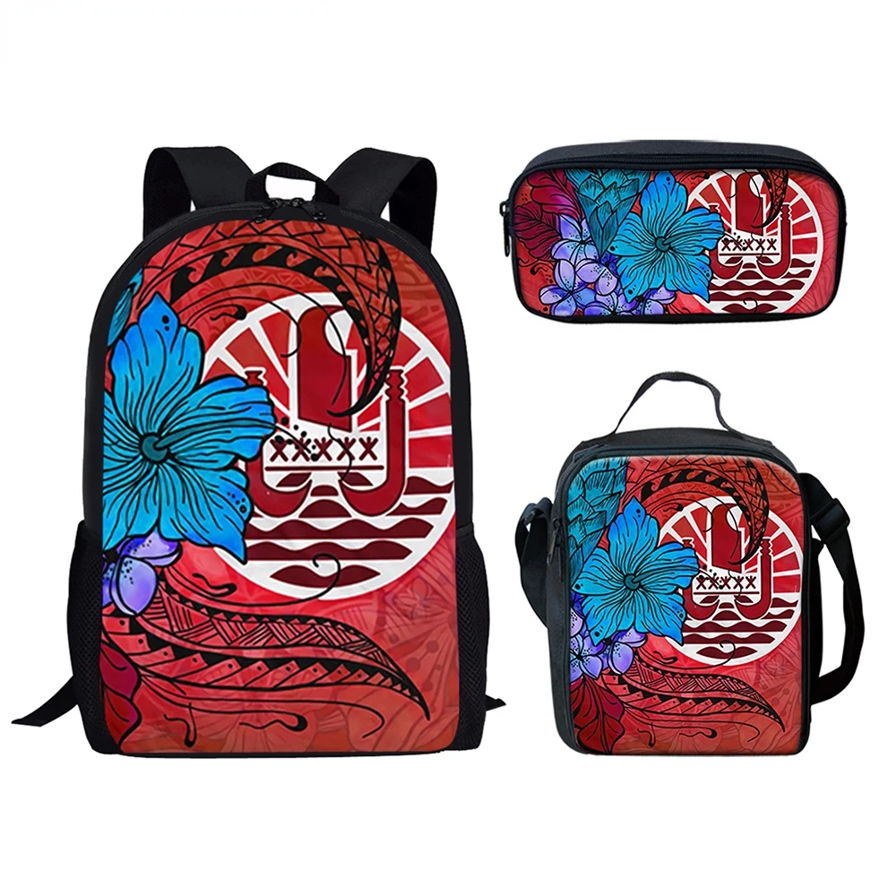 

Classic Popular Tahiti Polynesian Hibiscus 3D Print 3pcs/Set Student School Bags Laptop Daypack Backpack Lunch bag Pencil Case