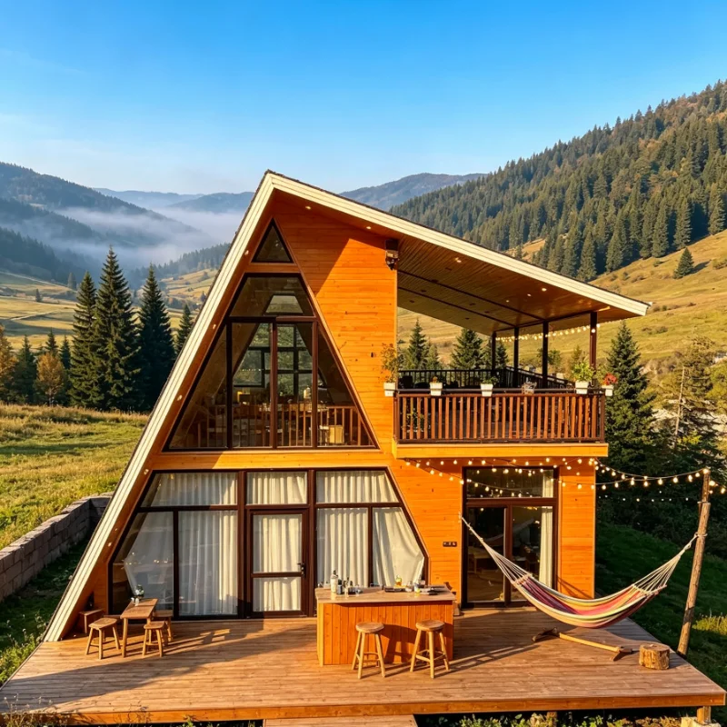 Customized A Frame Cabin Flat Pack Prefab Unit With Waterproof Roof For Camping Shelter Or Emergency Housing