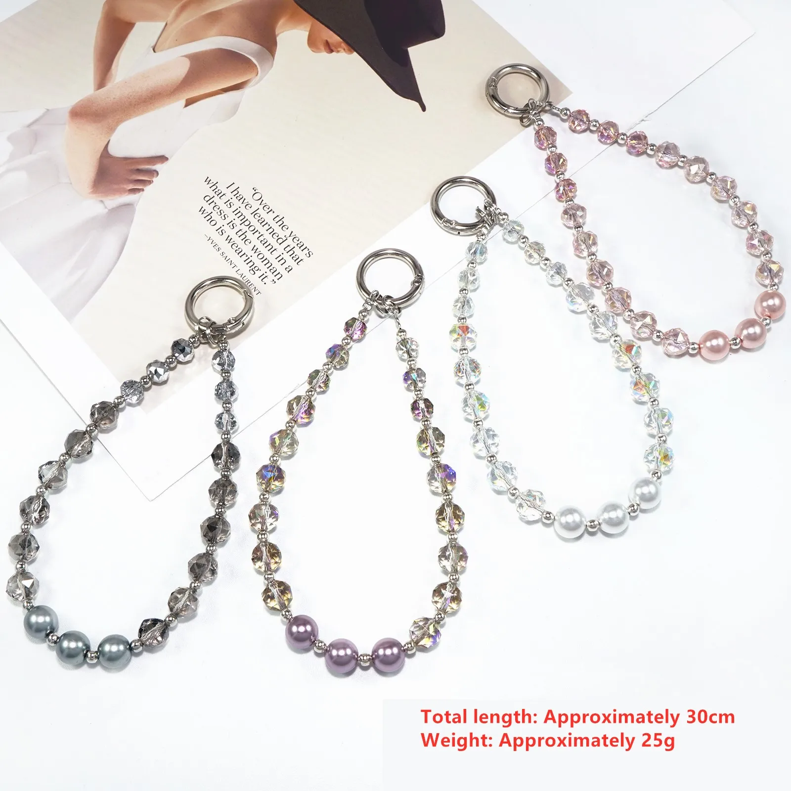 

Ремешок для мобильного телефона, роскошные красочные хрустальные бусины, ручная цепочка на запястье, короткий ремешок с зажимом, брелок в виде ракушки, подвеска для сумки