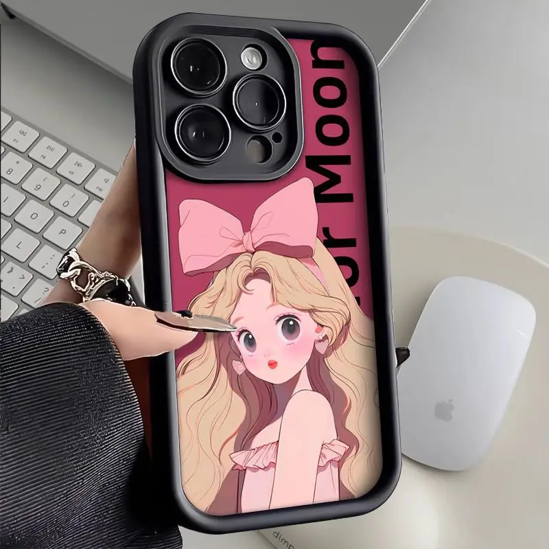 Blond Bow Girl Suitable for Apple 15 Promax Phone Case iPhone 14 Pro Full Pack 13/12 Silicone