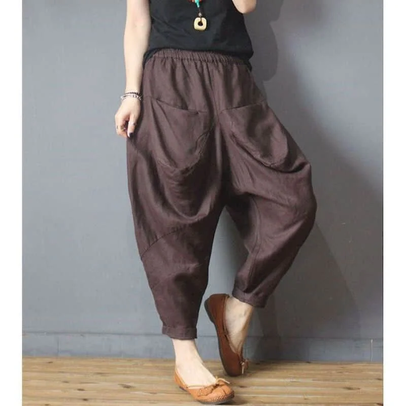 

Baggy Pants Black Harajuku 2026 Summer New Solid Elastic Waist Loose Casual Capri Pants Korean Style Streetwear Women Clothing