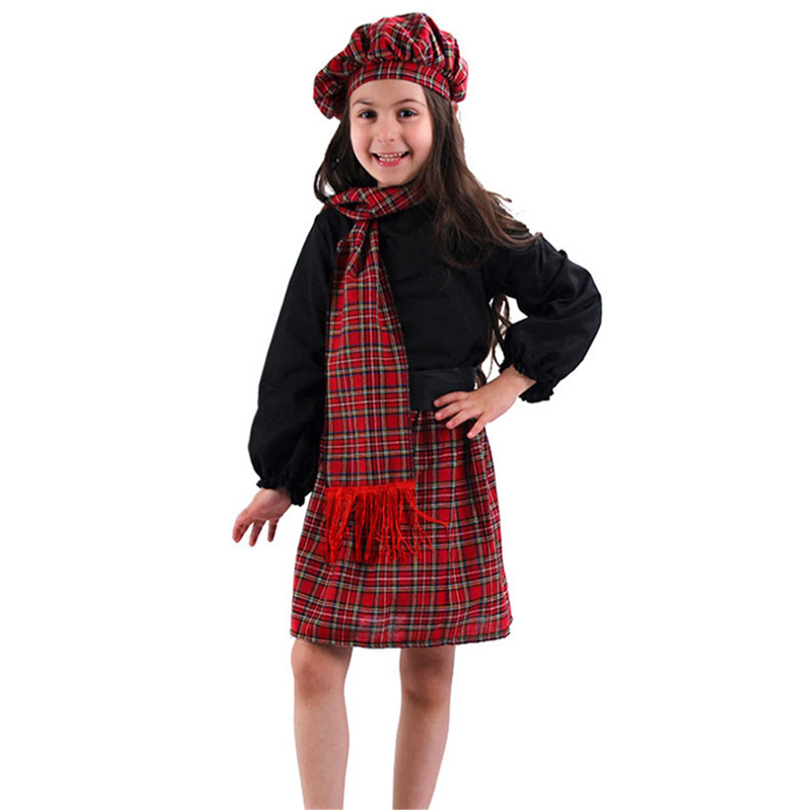 Costume de carnaval Cosplay Halloween pour enfants, style ethnique, rouge, LatejScotland, fête, paupières, robe nationale pour garçons et filles