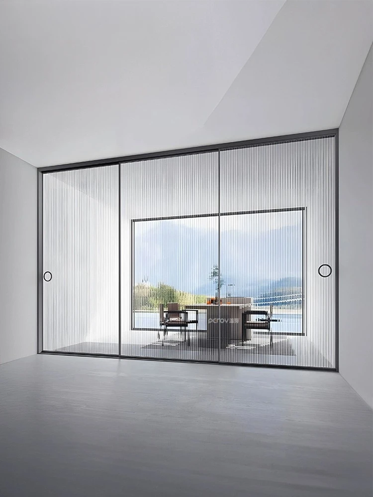 Sliding door 2024 New perfect system 3, 4 linkage extremely narrow glass trackless sliding single-lift door