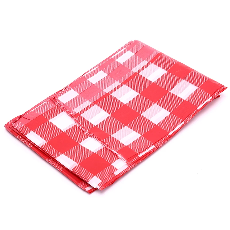 Plastic Tablecloth Disposable Thickening Red Checkered Tablecloth Party Picnic Table Waterproof Mat Wedding Home Decoration