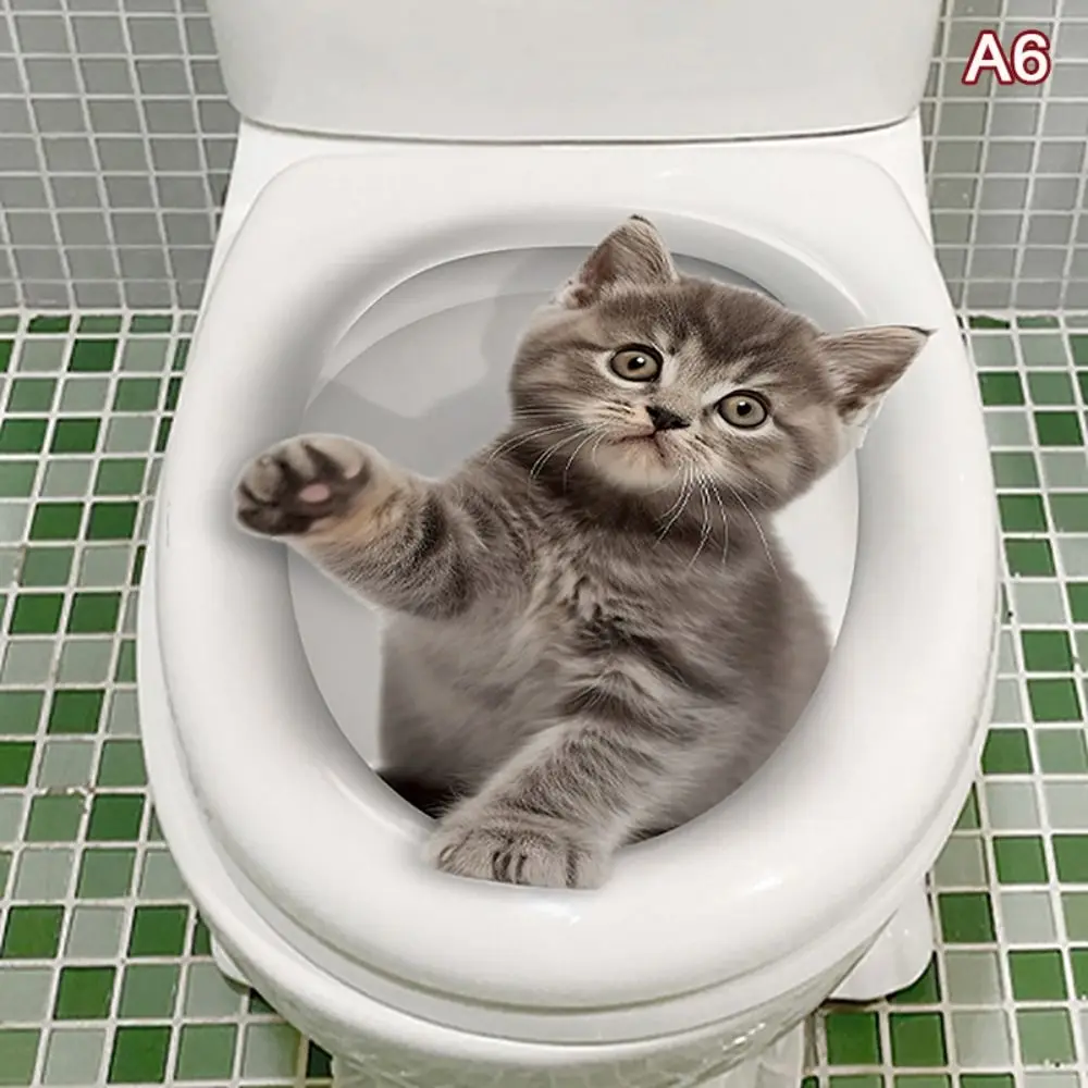 Creative 3D Cat Toilet Stickers DIY Water Resistant Wall Sticker Squirrel Self-adhesive Toilet Seat Decals
