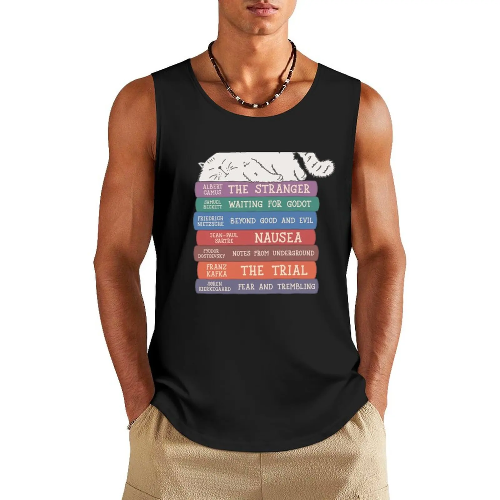 

Existentialist Books Tank Top sleeveless shirts T-shirts men Male vest gym clothes men