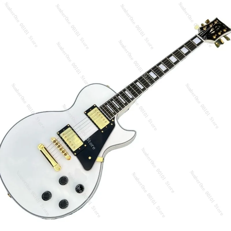 White Two-Tone 5-Layer Fully Wrapped Electric Guitar, Stylish and High-Quality Musical Instrument, Ideal for Professional