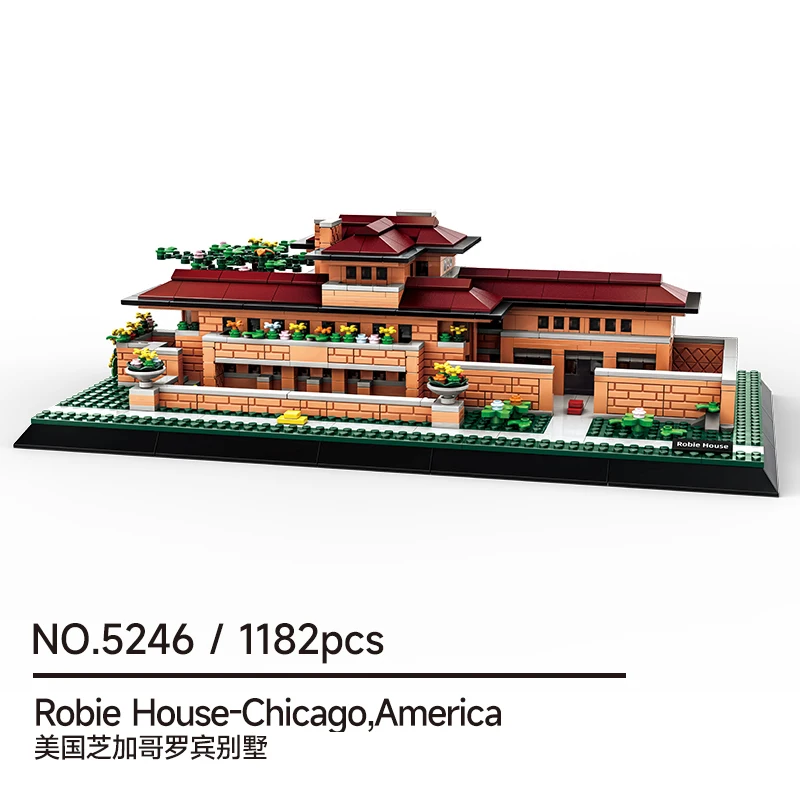

DIY Frank Lloyd Wright House Kit, 1182 Pcs MOC Robie House Model for Adults & All Ages Gift