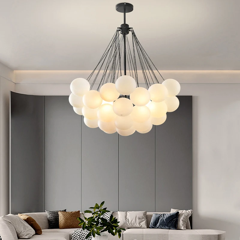 Imagem -05 - Modern Glass Bubble Pendant Lamp Nordic Frosted Glass Ball Lamp Childrens Room Hanging Lamps Lustre de Suspensão Dourada e Preta