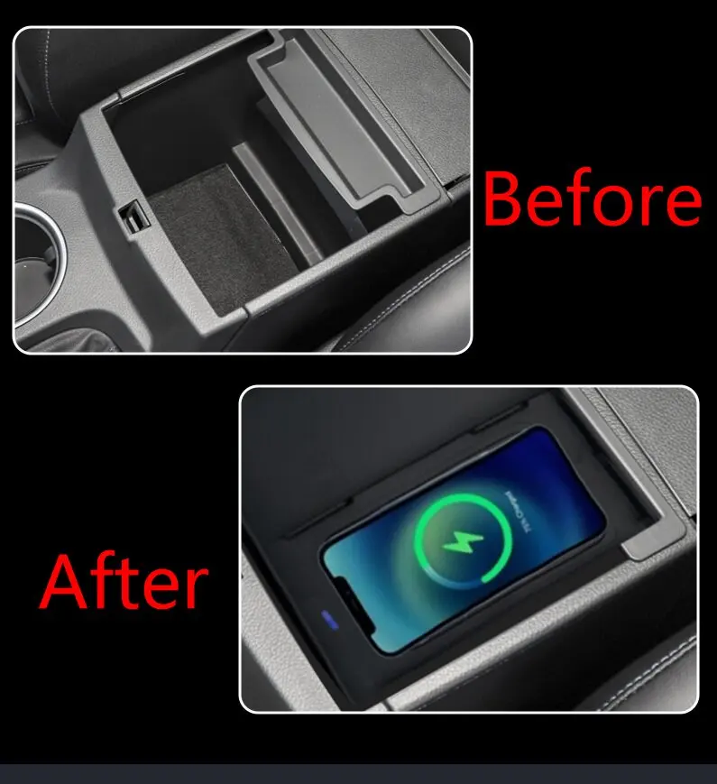 2 Din for Ford Everest Ranger 2015-2021 Car Wireless Mobile Phone Charger Center Console Storage iphone fast charge plate holder