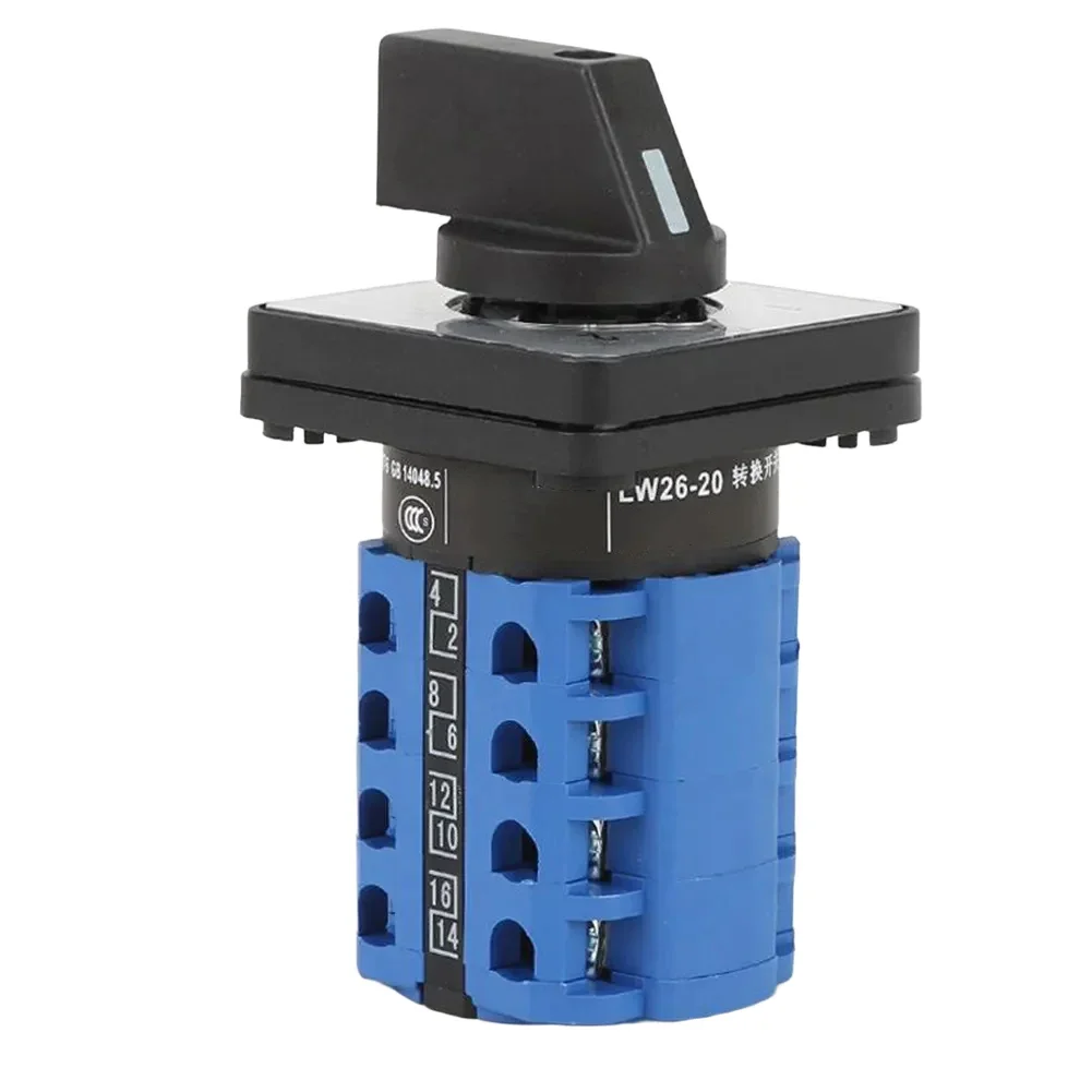Industrial Rotary Switch 660V 20A 3 Position 4 Poles 16 Terminals for Motor Direction Control and Signal Transmission