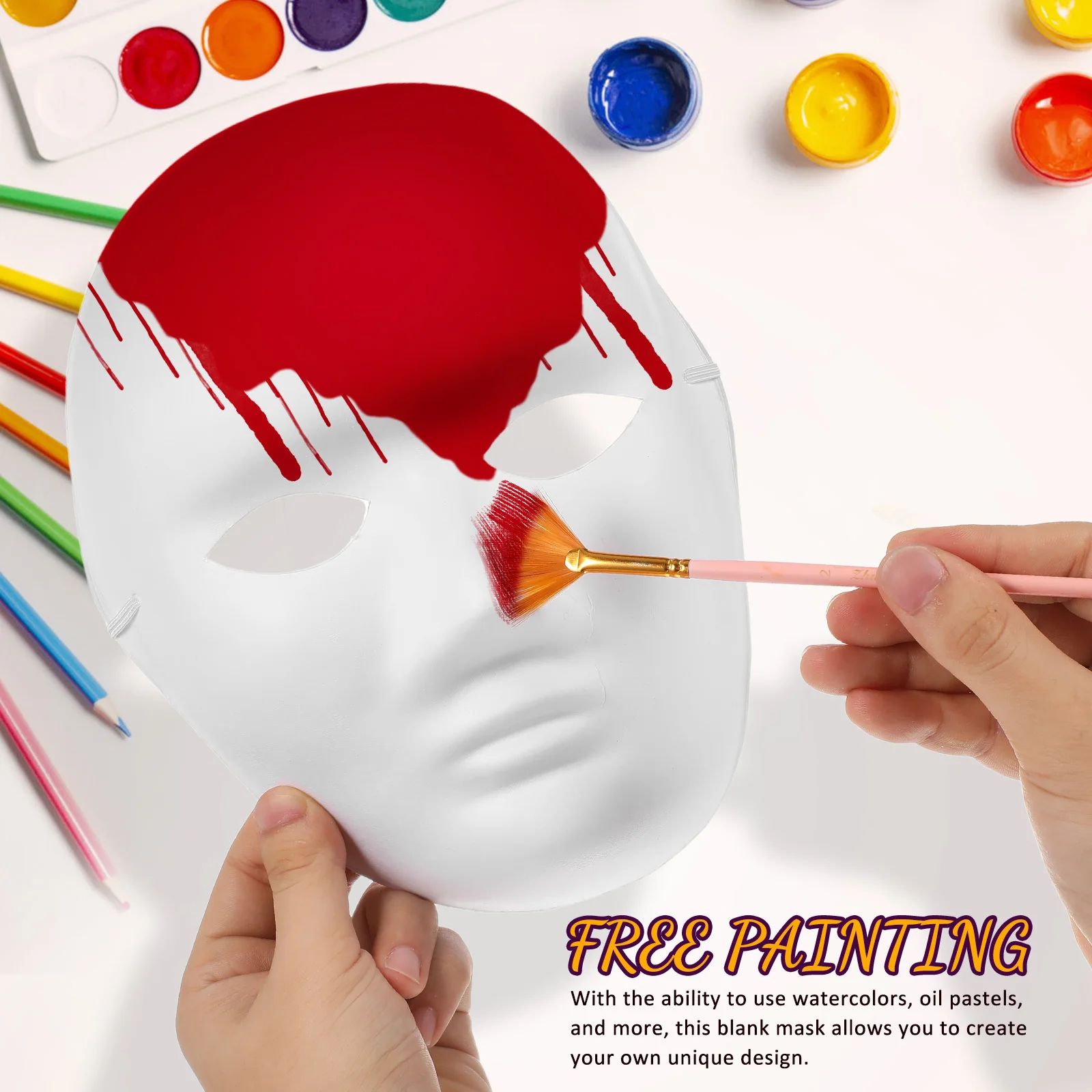 4Pcs Blank Masks White Paper Paintable Masks for DIY Masquerade Halloween Birthday Parties Blank Mask White Mask Costume