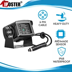 Iposter 4pin Heavy Duty Metalen Behuizing 1080P Ahd Sensor Achteruitkijkcamera Back-Up Achteruitrijding Ir Led Waterdicht 12-24V Voor Caravan Truck