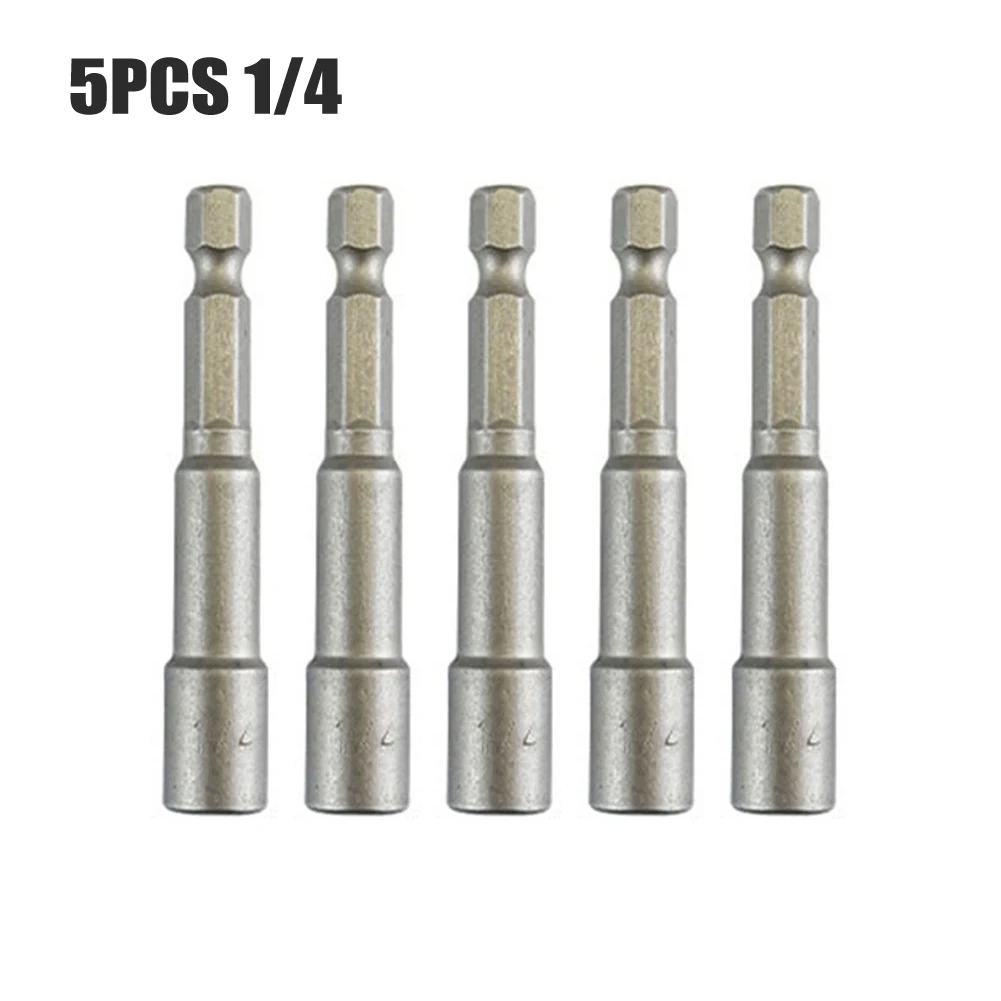 Magnetic Socket Wrench Extension Sleeve  65mm Hexagon Nut Driver Drill Bit Adapter  5 Optional Sizes  Easy Handling  Grey Color