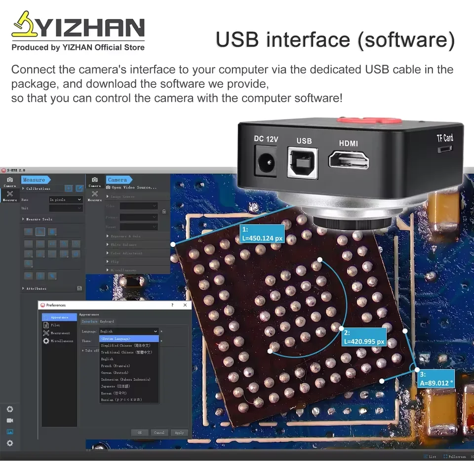 YIZHAN 60MP電子顕微鏡 USB HDMI 4K工業 - Electronics Repair Videos のレビューと価格