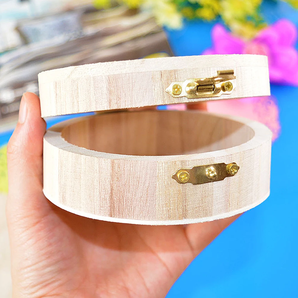 Gift Boxes Jewelry With Lid Home Decoration Packing Storage Boxes Watch Ring Necklace Bracelet Round Wooden Box Retro Wedding