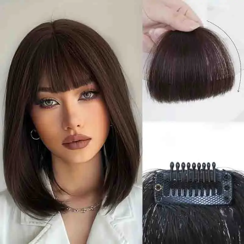 Elegant Clip In Straight Human Hair Bangs for Women Natural Looking Versatile Daily Wear Fringe Extensions