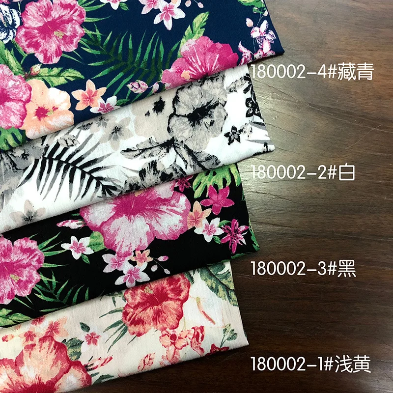 100cm*145cm Reactive Print Flower Rayon Fabric Soft Viscose Material For Dress Shirt - Non-Stretch Fabric