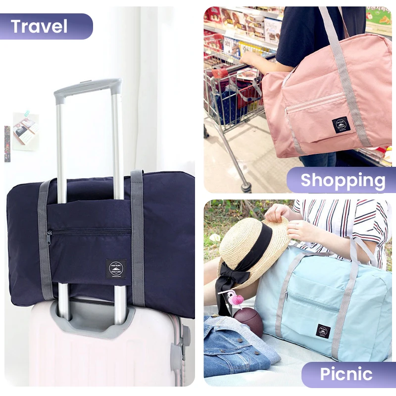 Fashionable Foldable Travel Bag: Large Capacity, Splash-Proof Carry-On Luggage Handbag for Unisex Fitness & Holiday Trips