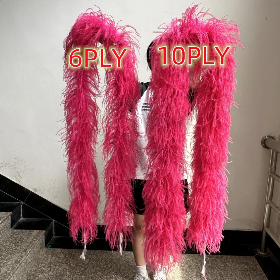 Natural Ostrich Feathers Boas 6ply 10ply Fluffy Feather Scarf Wedding Dress Carnival Shawl Clothes Decor Ostrich Plumas 1 2 3M