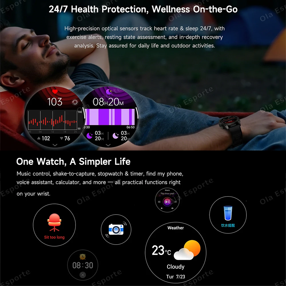 새로운 군용 530mAh 배터리 스마트워치 남성용 아웃 - Smart Home Os 리뷰 및 가격