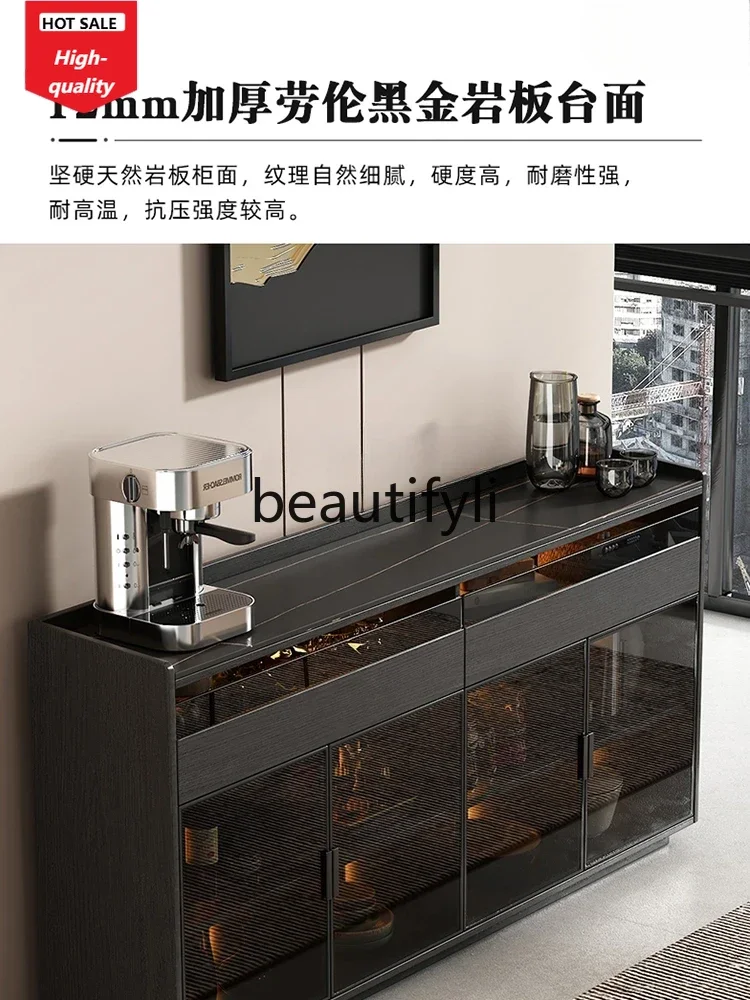 

Современный простой обеденный боковой шкаф из каменной плиты, бытовой боковой шкаф из массива дерева на стене, шкаф для черного чая D1089