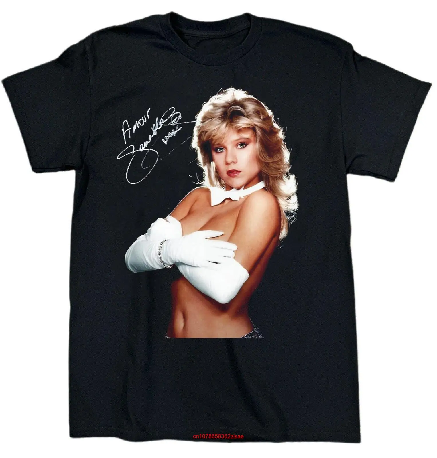 New Samantha Fox Beautiful Heavy Cotton Full Size Black T Shirt MM1340 long or short sleeves