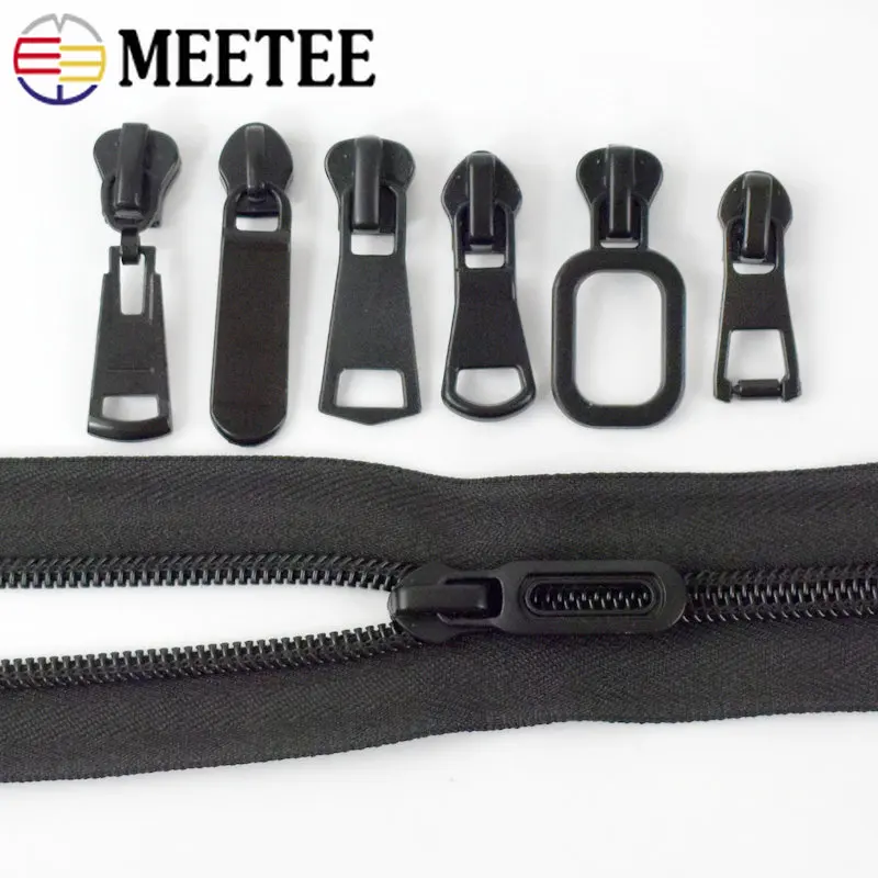 5/10/20Pc 3# 5# 8# Zipper Puller Slider for Metal Nylon Resin Zippers Decor Black Zip Head Repair Cloth Jacket Sewing Accessory