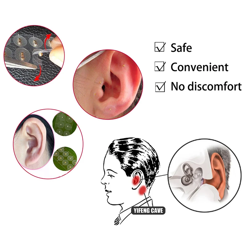 Ear seed Multi-Condition Ear Seeds Acupuncture Auricular Sticker Kit 100pcs Ear Seeds with Acupressure Ear Chart Tweezer