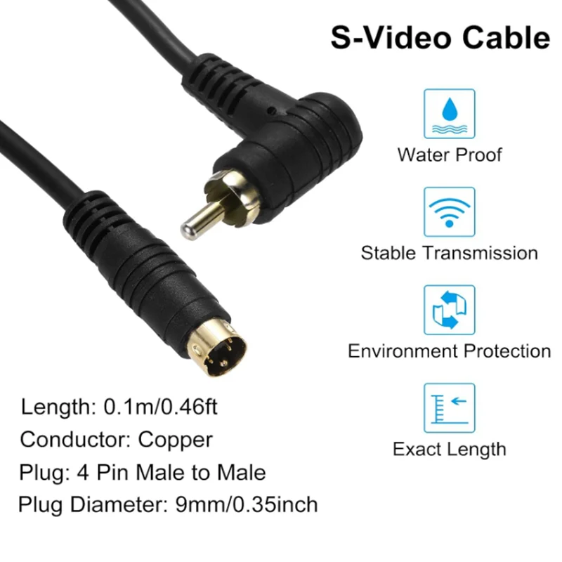 With 4-Pin S-Video Jacks to TV S-Video 4Pin Mini DIN Male to RCA Female Composite Adapter Cable to Connect PC Laptops