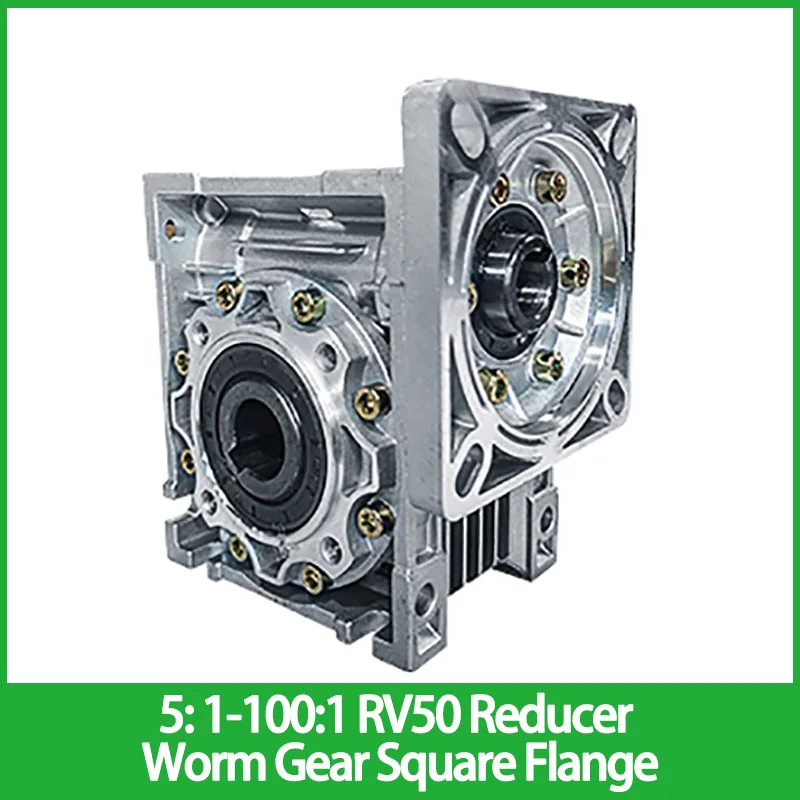 

5: 1-100:1 RV50 Reducer Worm Gear Square Flange NMRV050 Reducer Turbine Gearbox Input Hole 19mm For 80mm Servo Motor