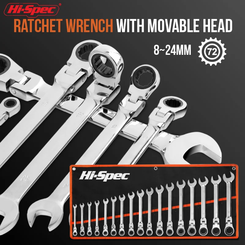 

Hi-Spec Key Ratchet Wrench Spanner Socket Tool Metric Spanner Set Keys Flexible Wrench Set Universal Repair Hand Tool Set