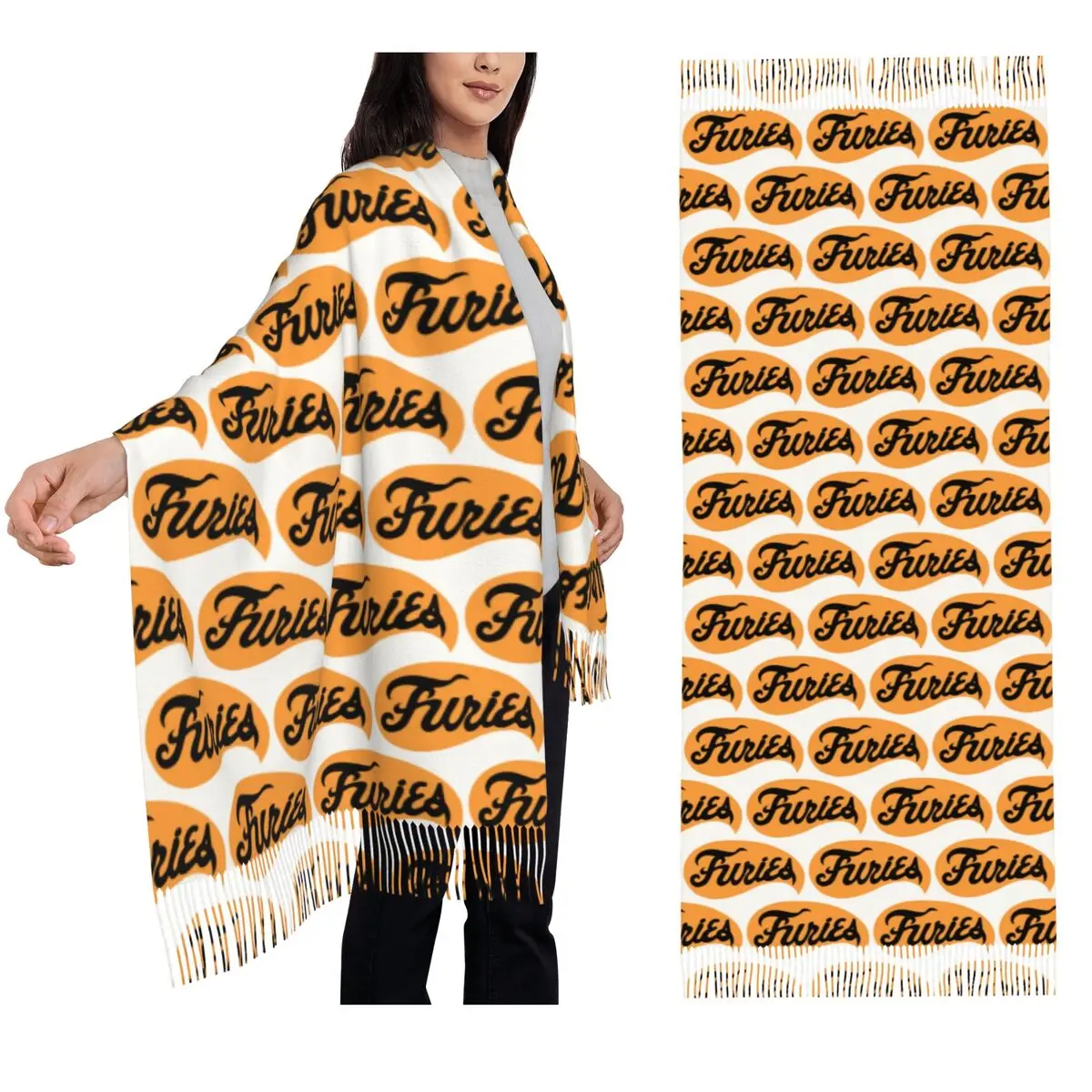 

Шарф с кисточками для бейсбола Furies Gang, женские мягкие теплые шали и накидки, большая осенне-зимняя шаль