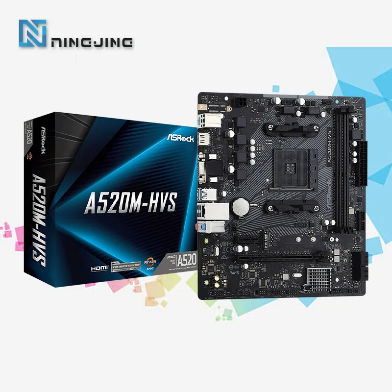 ASROCK A520M-HVS Micro ATX AMD A520 DDR4 M.2 USB3.2 STAT 3.0 SSD/New/64G Best support R9 desktop CPU Socket AM4 Motherboard