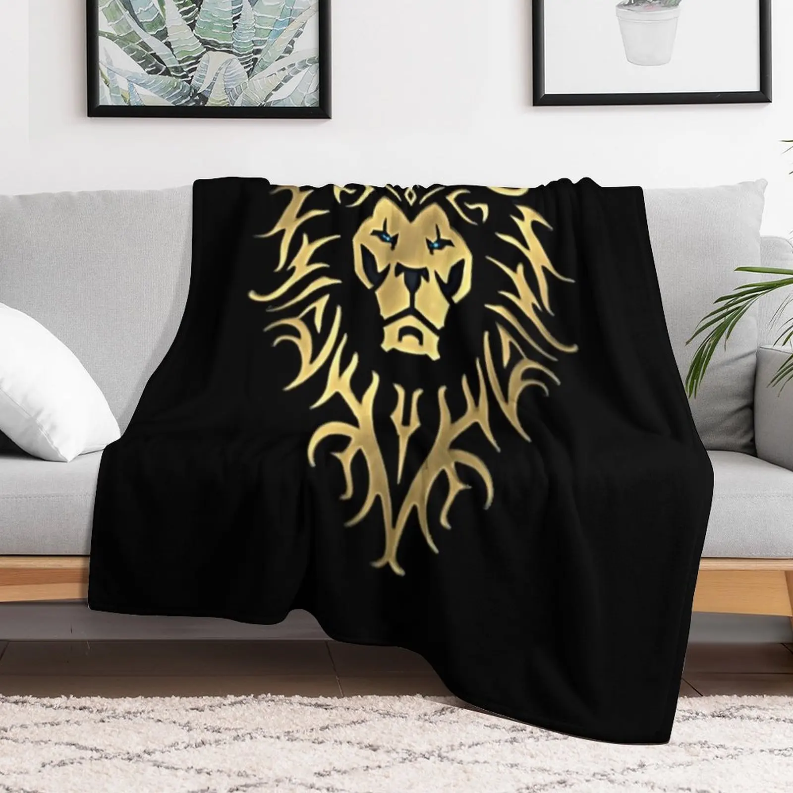 World of warcraft game Alliance logo - WoW - black background Throw Blanket wednesday Bed covers Blankets