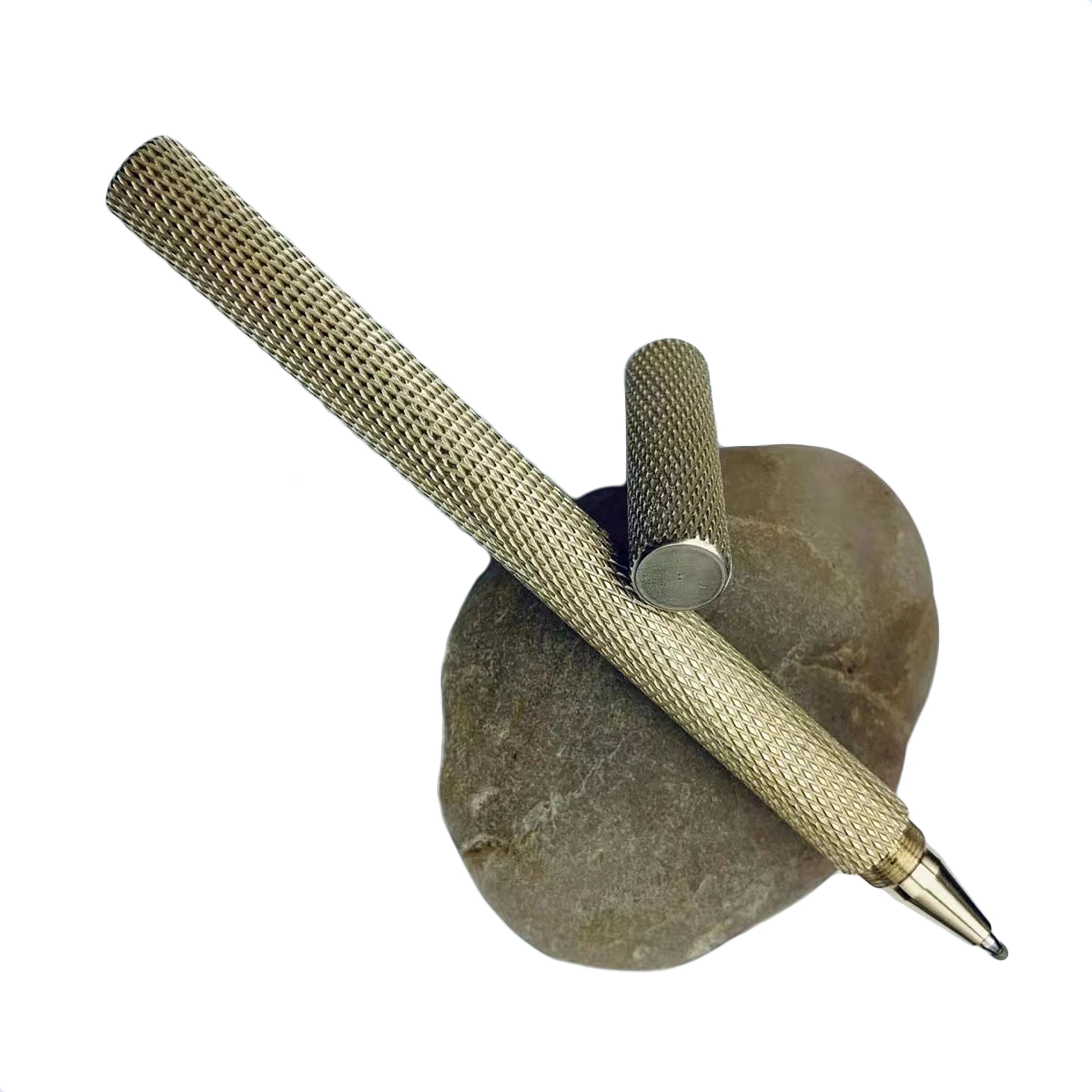 Super simple  facet pattern designer Solid brass pen EDC Pocket Pen Signature Pen Pocket Pen Brass roller pen Ballpoint Pen - view 3